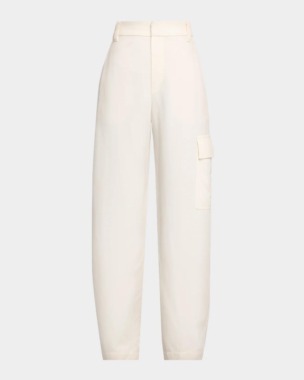 Fluid Wool Wide-Leg Cargo Pants