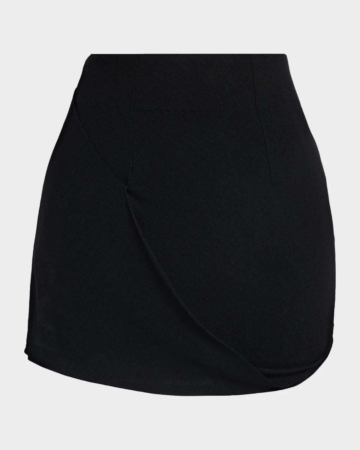 Draped Wool Jersey Mini Skirt