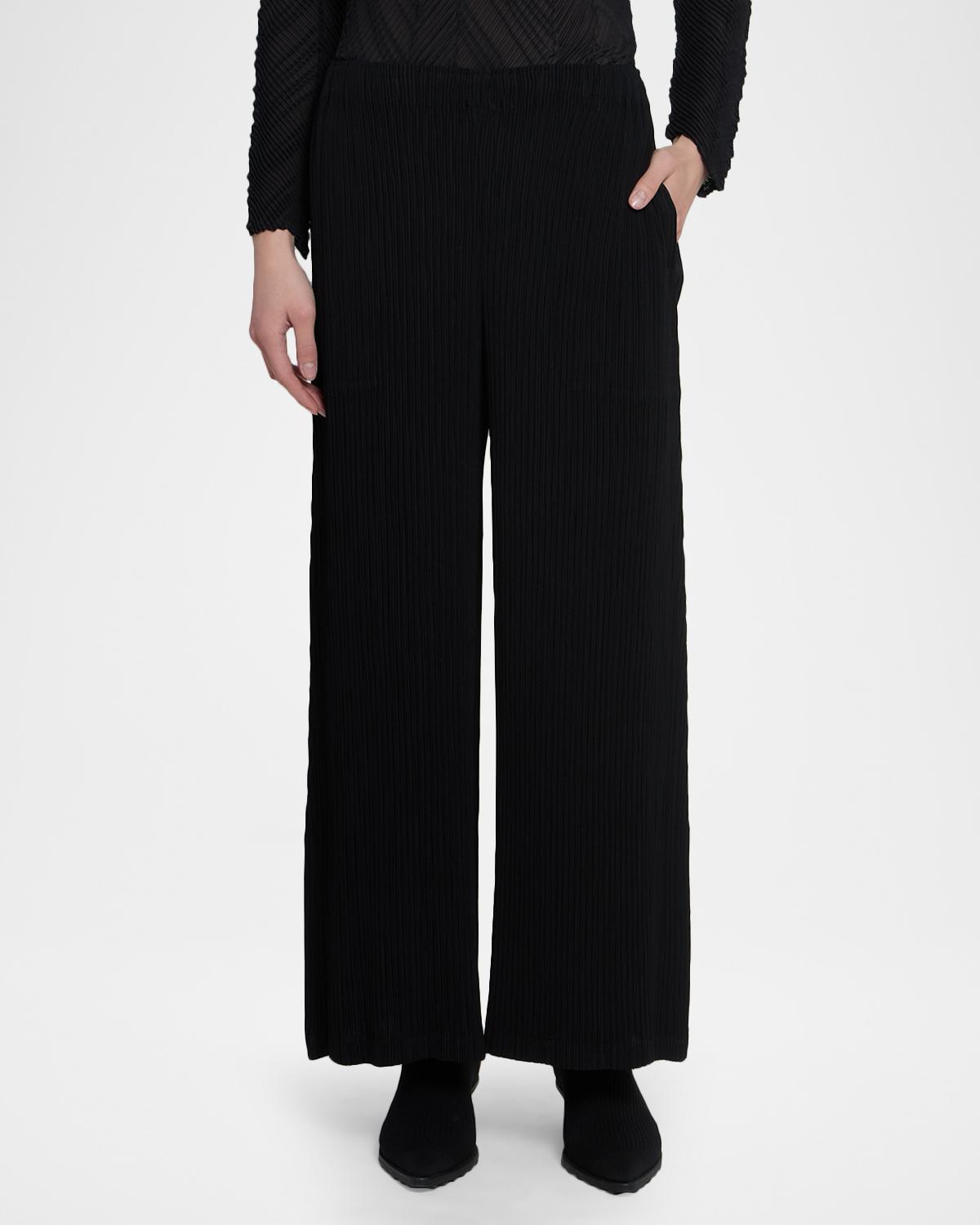 Hatching Pleated Wide-Leg Pants - thumbnail 4