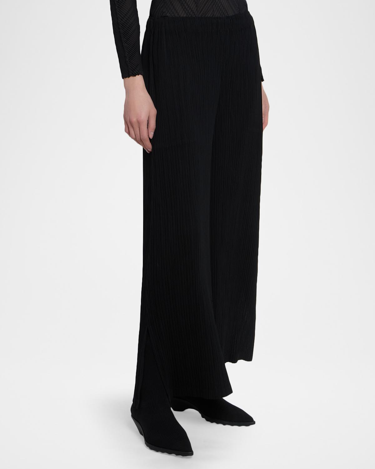 Hatching Pleated Wide-Leg Pants - thumbnail 5