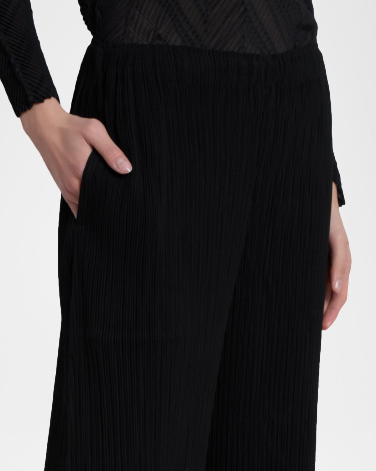 Hatching Pleated Wide-Leg Pants - thumbnail 6