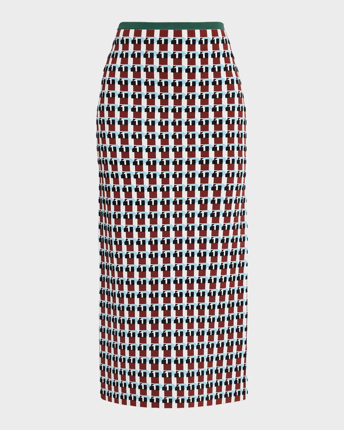Raven Geo Wool Midi Skirt