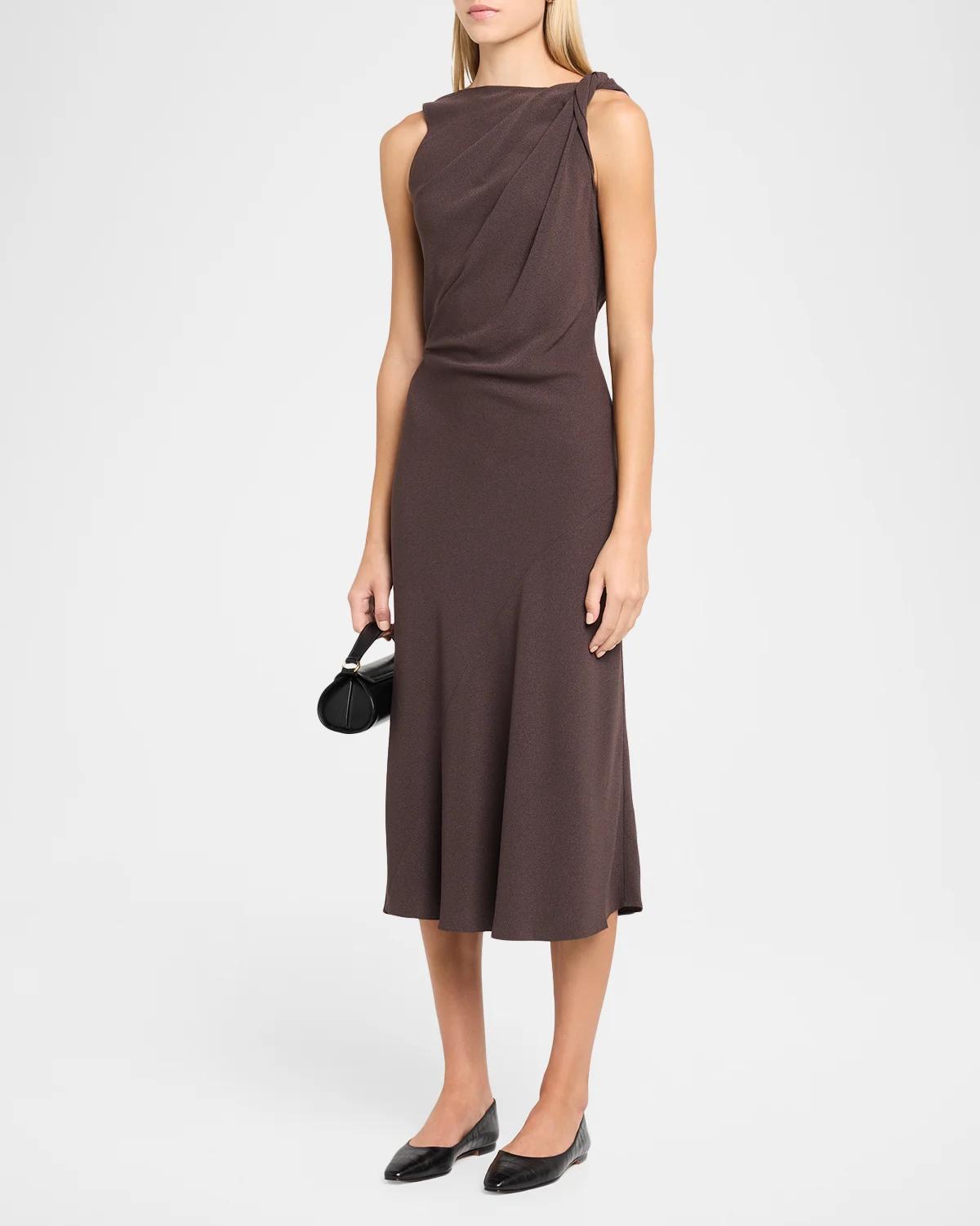 Twisted Shoulder Midi Dress - thumbnail 4