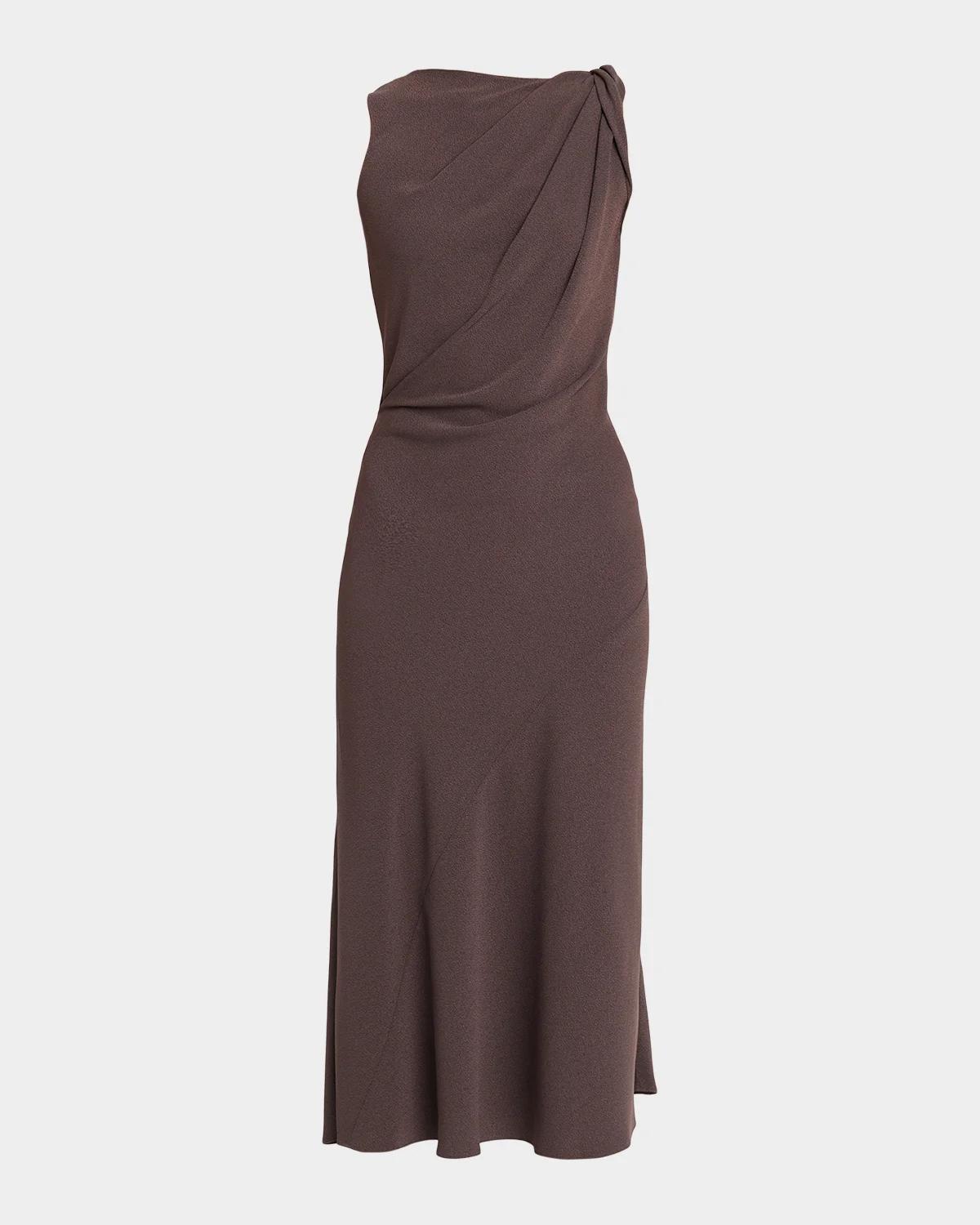 Twisted Shoulder Midi Dress