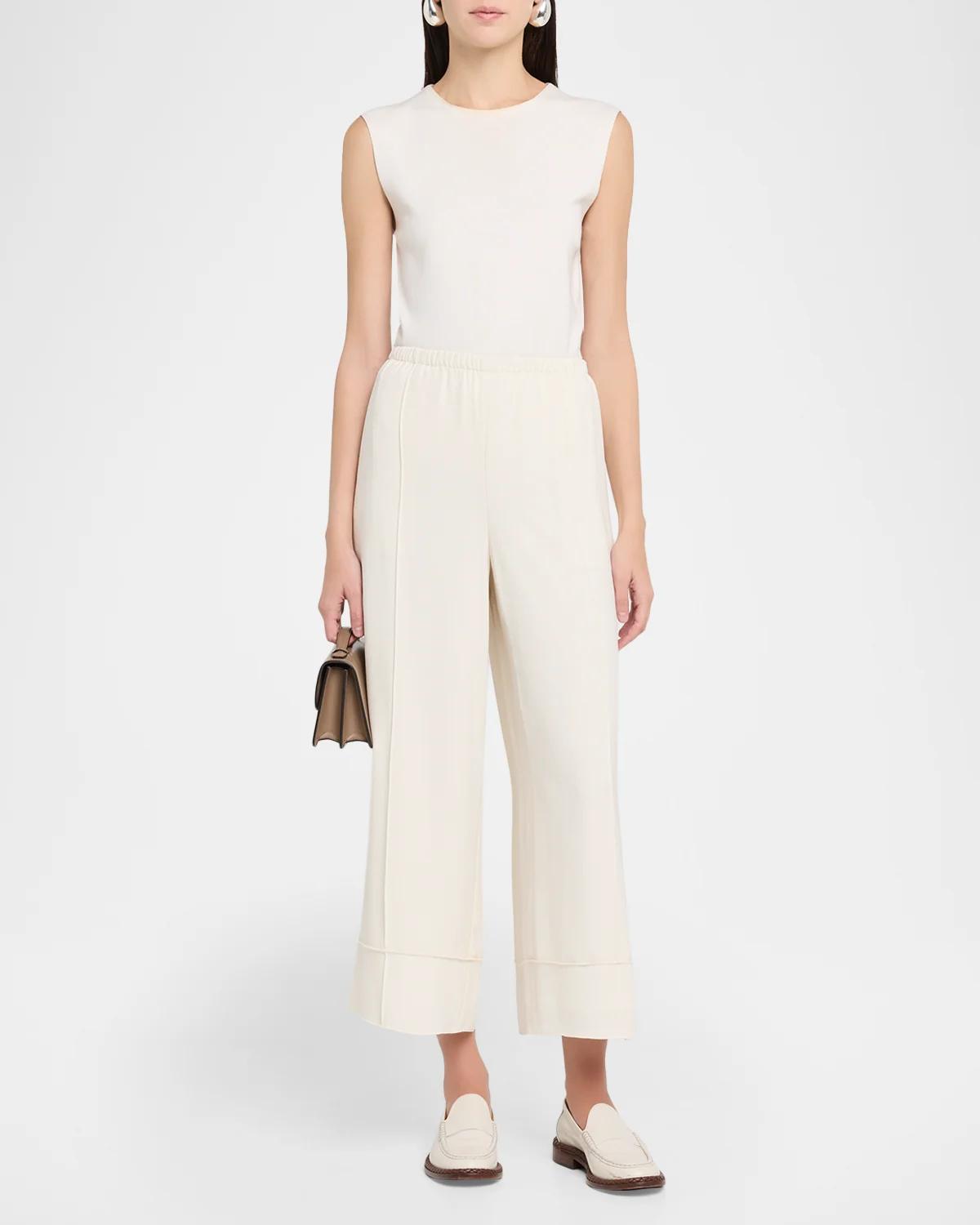 Crop Pintuck Wide-Leg Pants - thumbnail 7