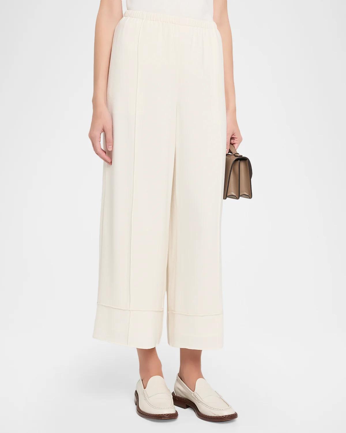 Crop Pintuck Wide-Leg Pants - thumbnail 9