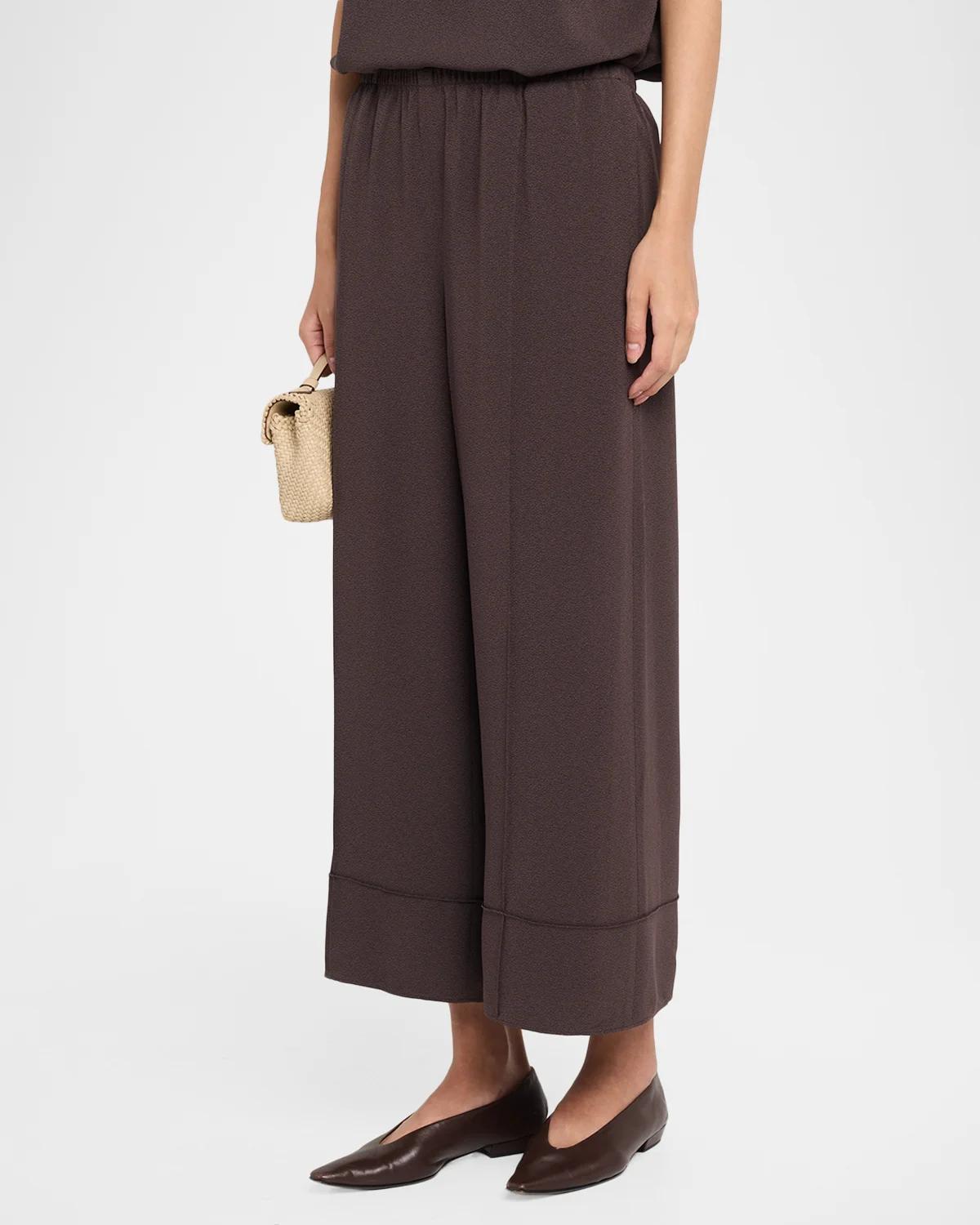 Crop Pintuck Wide-Leg Pants - thumbnail 4