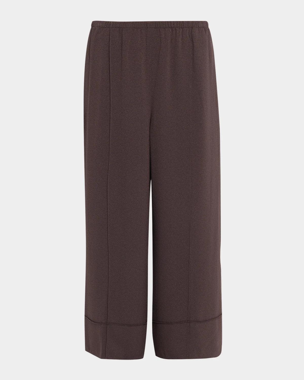 Crop Pintuck Wide-Leg Pants
