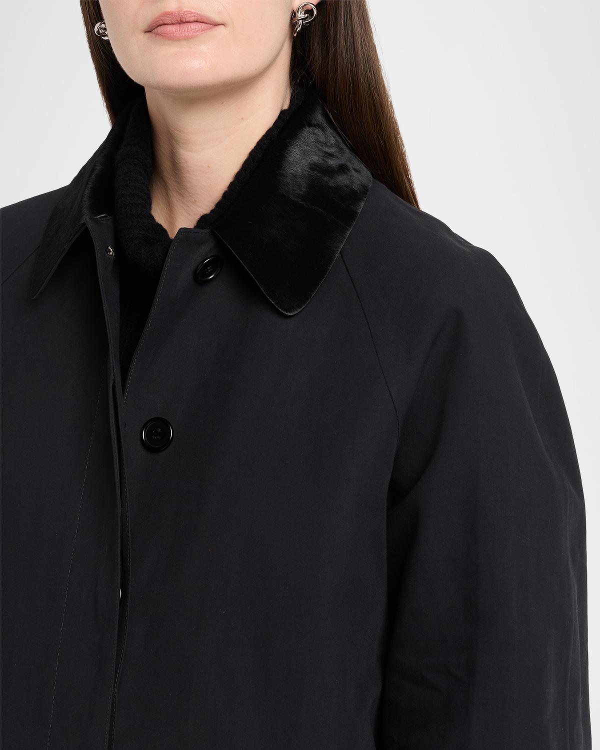 Agnes Pony Hair Collar A-Line Car Coat - thumbnail 5