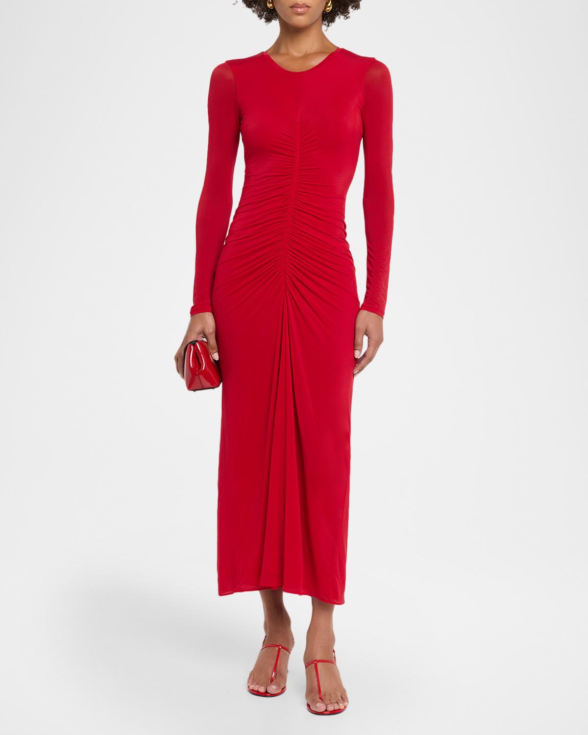Selena Ruched Long-Sleeve Midi Dress - thumbnail 2