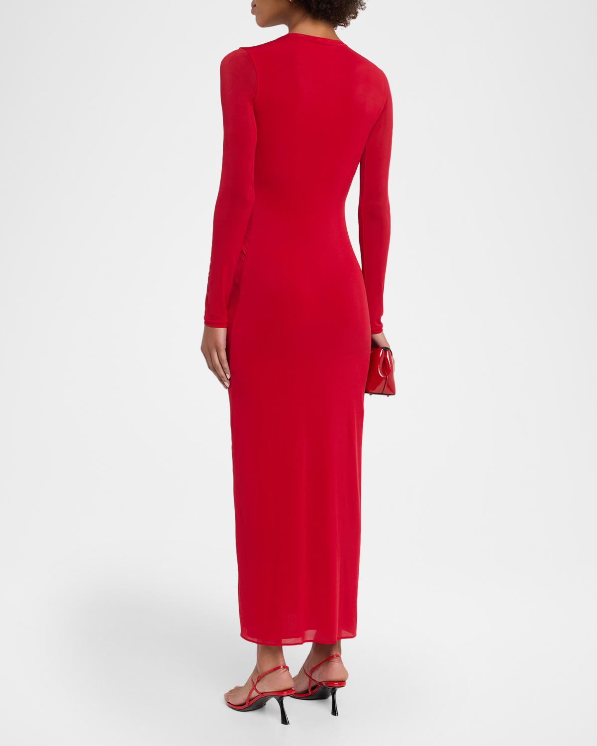 Selena Ruched Long-Sleeve Midi Dress - thumbnail 3