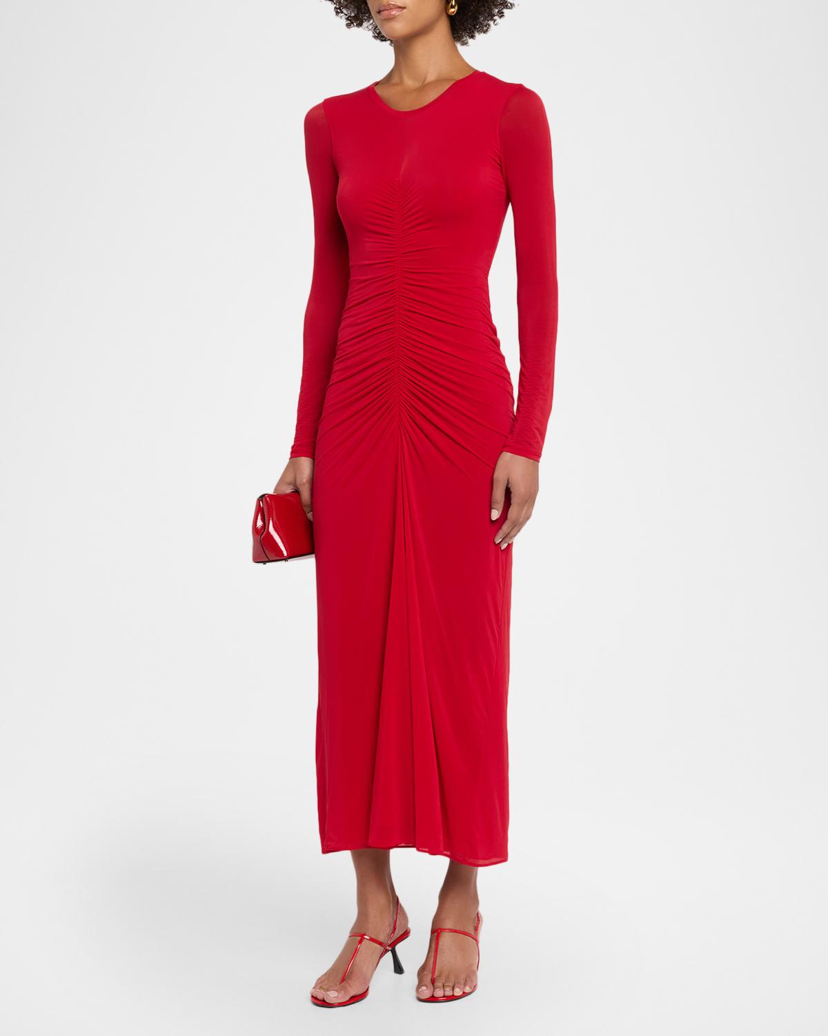 Selena Ruched Long-Sleeve Midi Dress - thumbnail 4