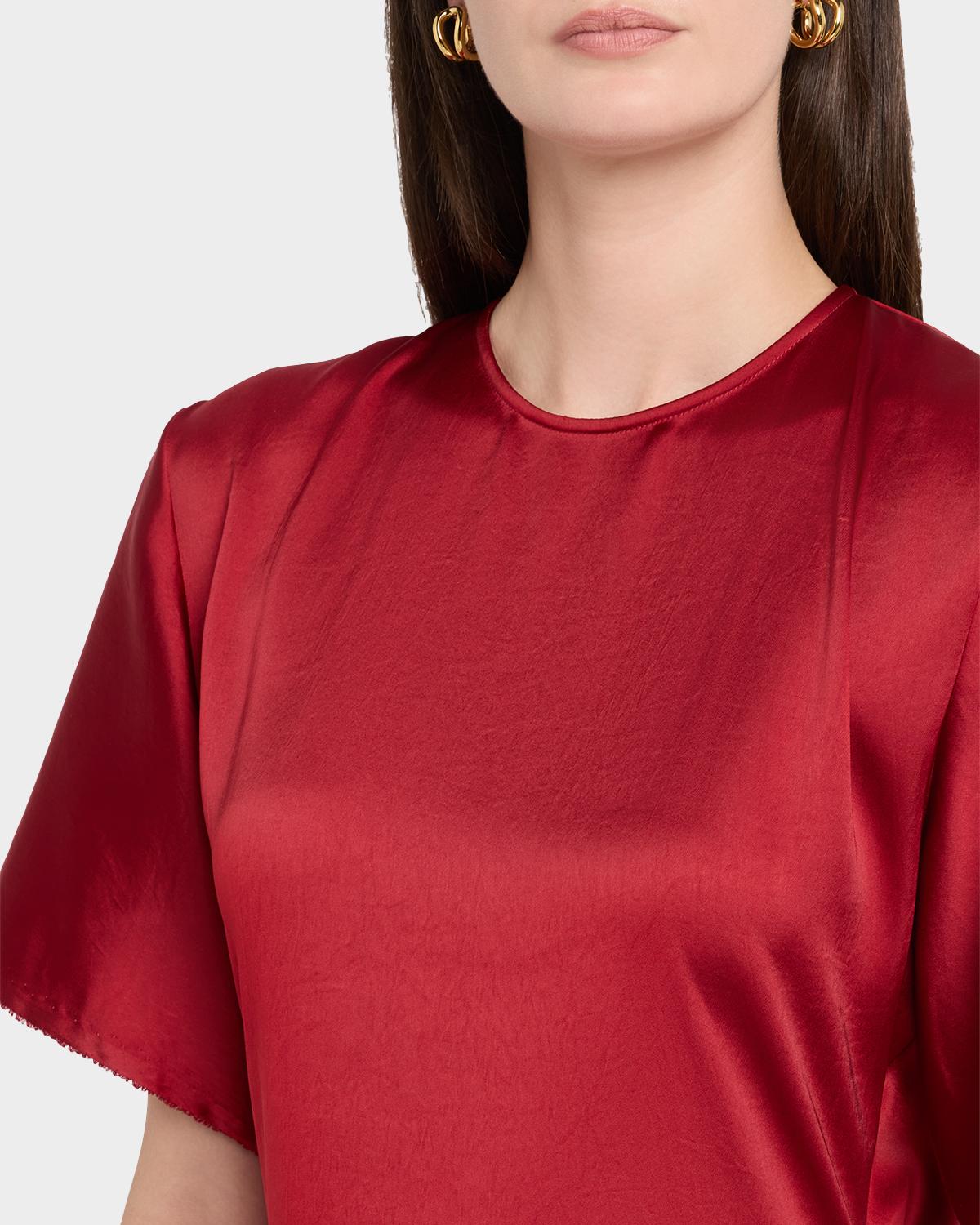 Imogen Fluid Satin Gathered Godet Midi Dress - thumbnail 5