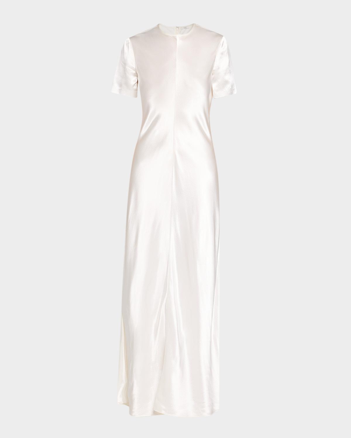 Akriti Hammered Satin Short-Sleeve Maxi Dress