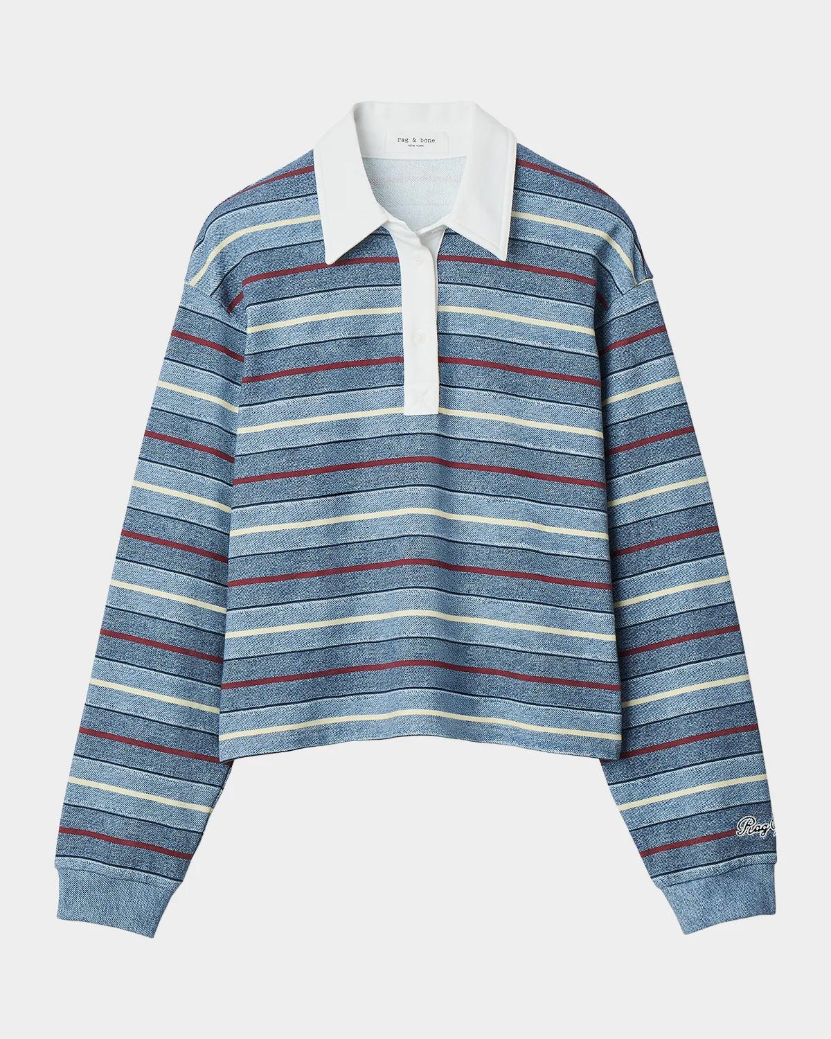 rb Miramar Striped Cotton Terry Rugby Polo Shirt