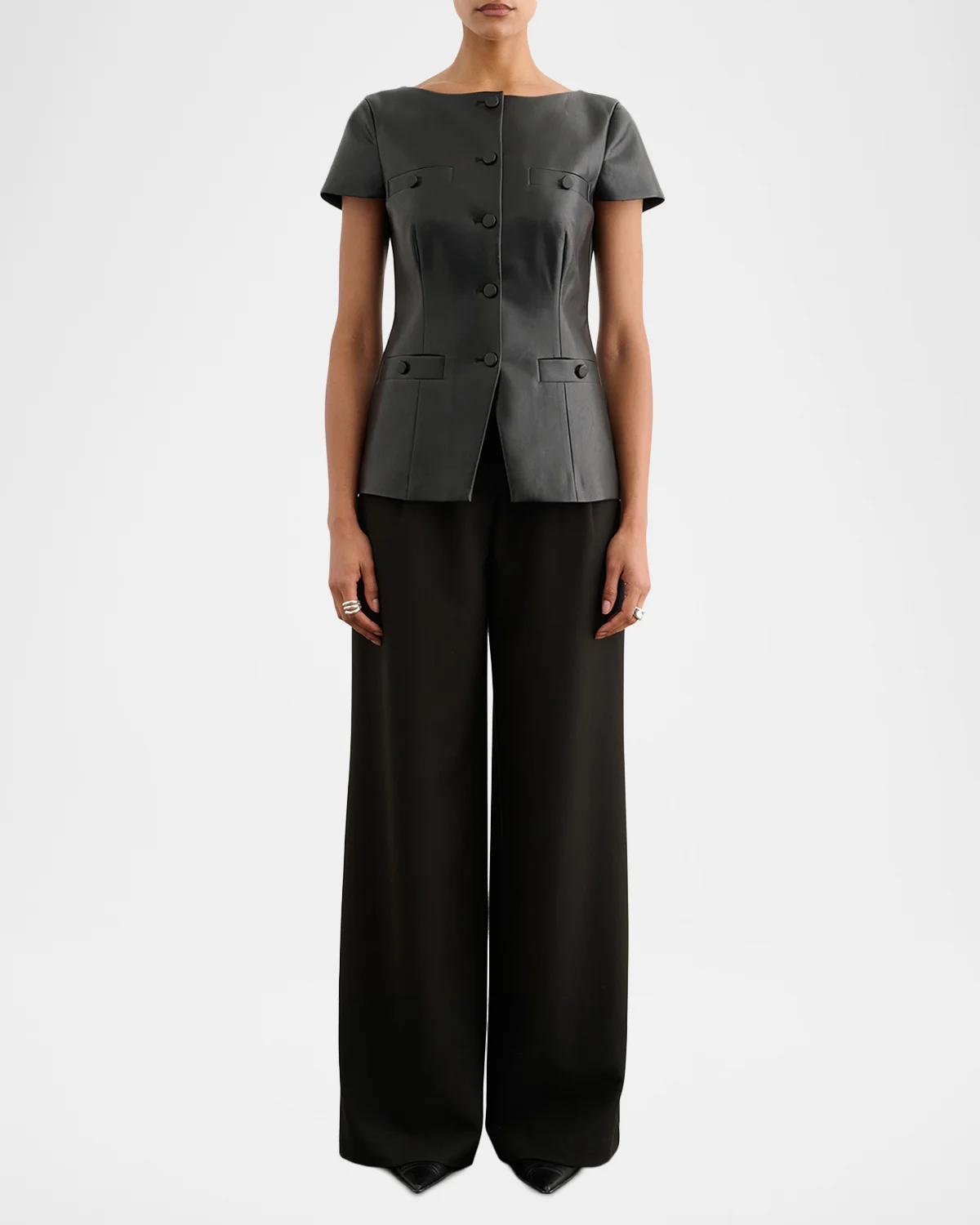 Ilya Bateau-Neck Vegan Leather Vest - thumbnail 2