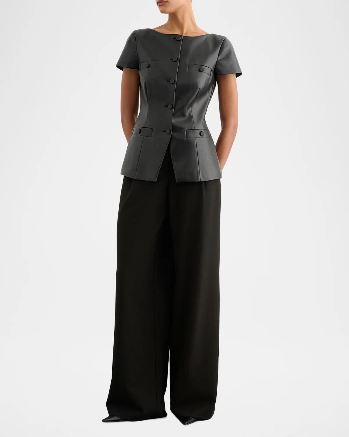 Ilya Bateau-Neck Vegan Leather Vest - thumbnail 4