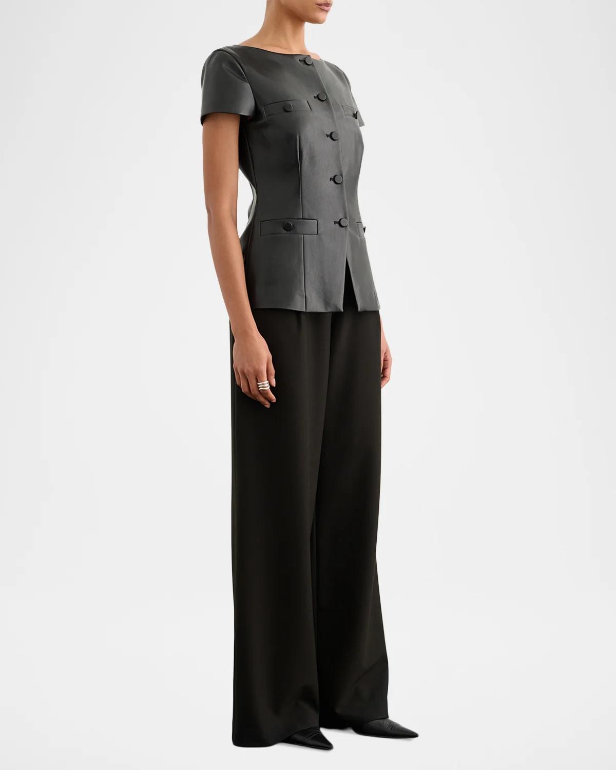 Ilya Bateau-Neck Vegan Leather Vest - thumbnail 5
