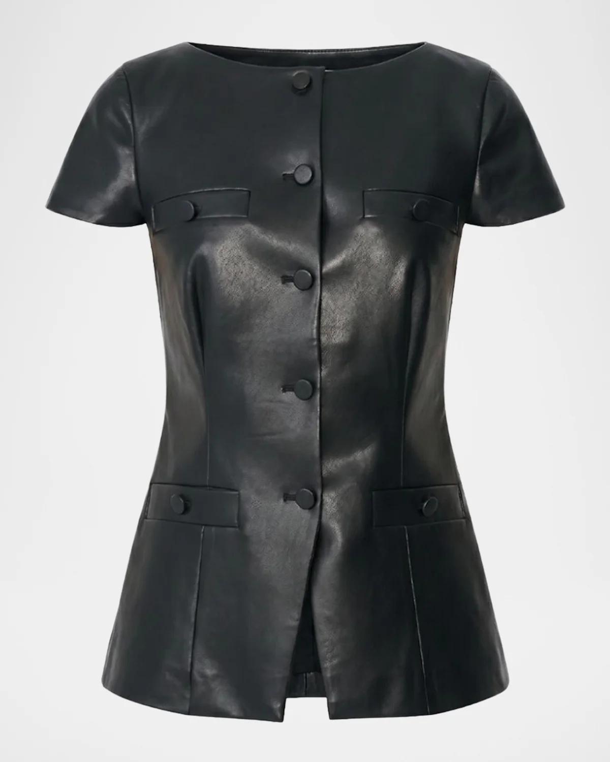 Ilya Bateau-Neck Vegan Leather Vest