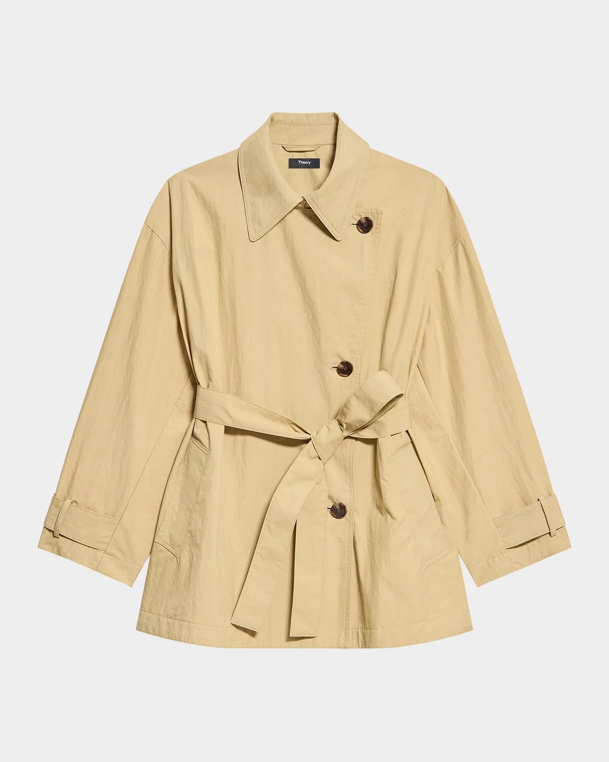 Theory Double Breasted Trench A トレンチコート Theory Cropped Double-Breasted Trench Coat | Neiman Marcus