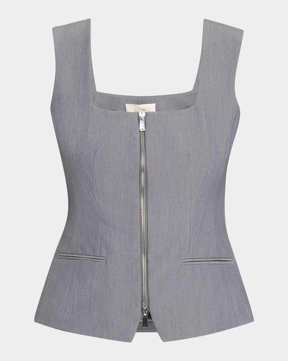Yara Sleeveless Zip-Front Vest