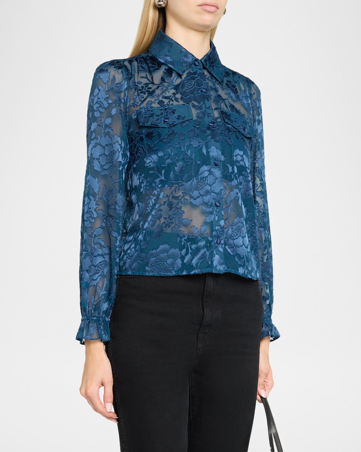 Priya Floral Burnout Shirt - thumbnail 4