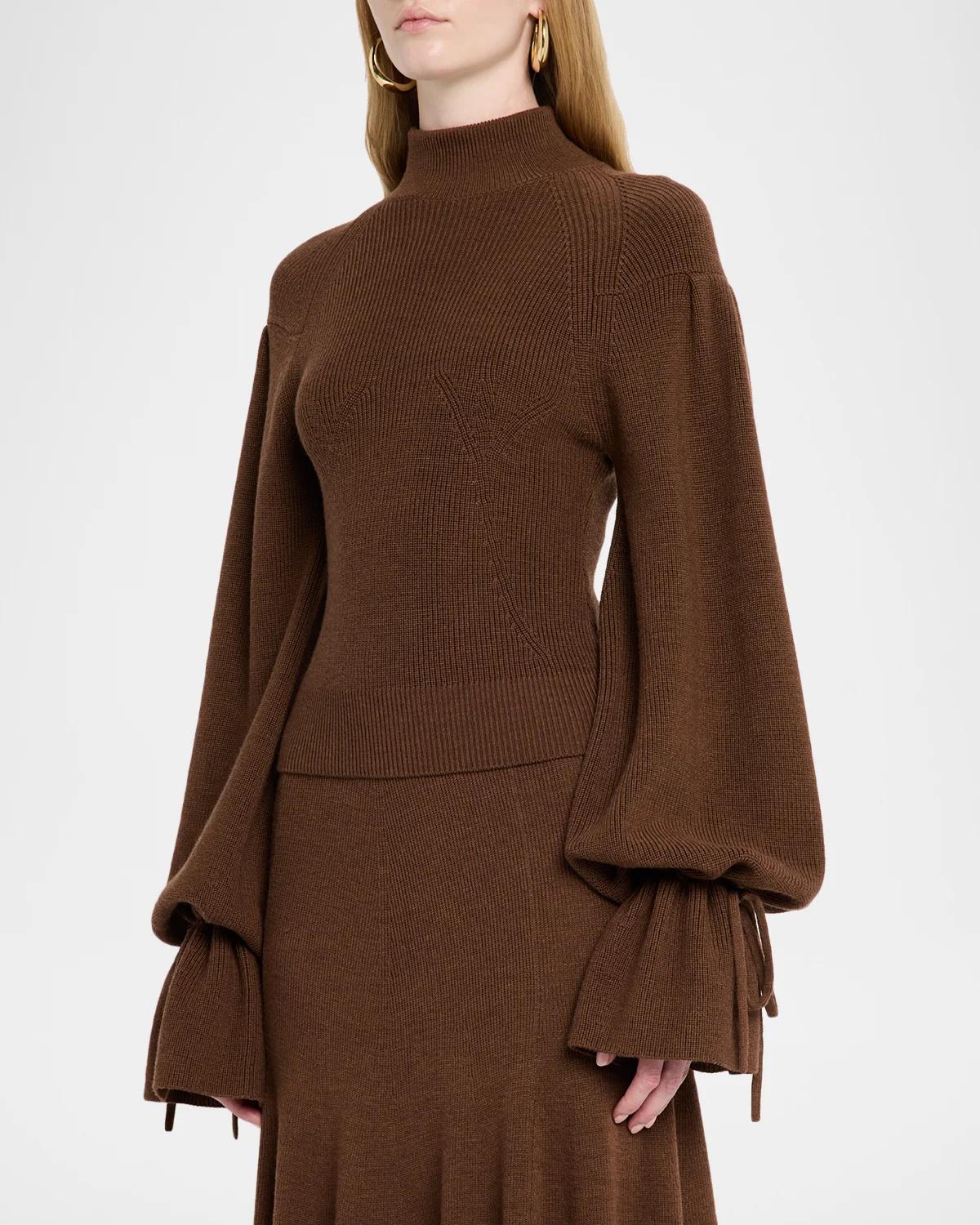 Camille Tie-Cuff Ribbed Sweater - thumbnail 4