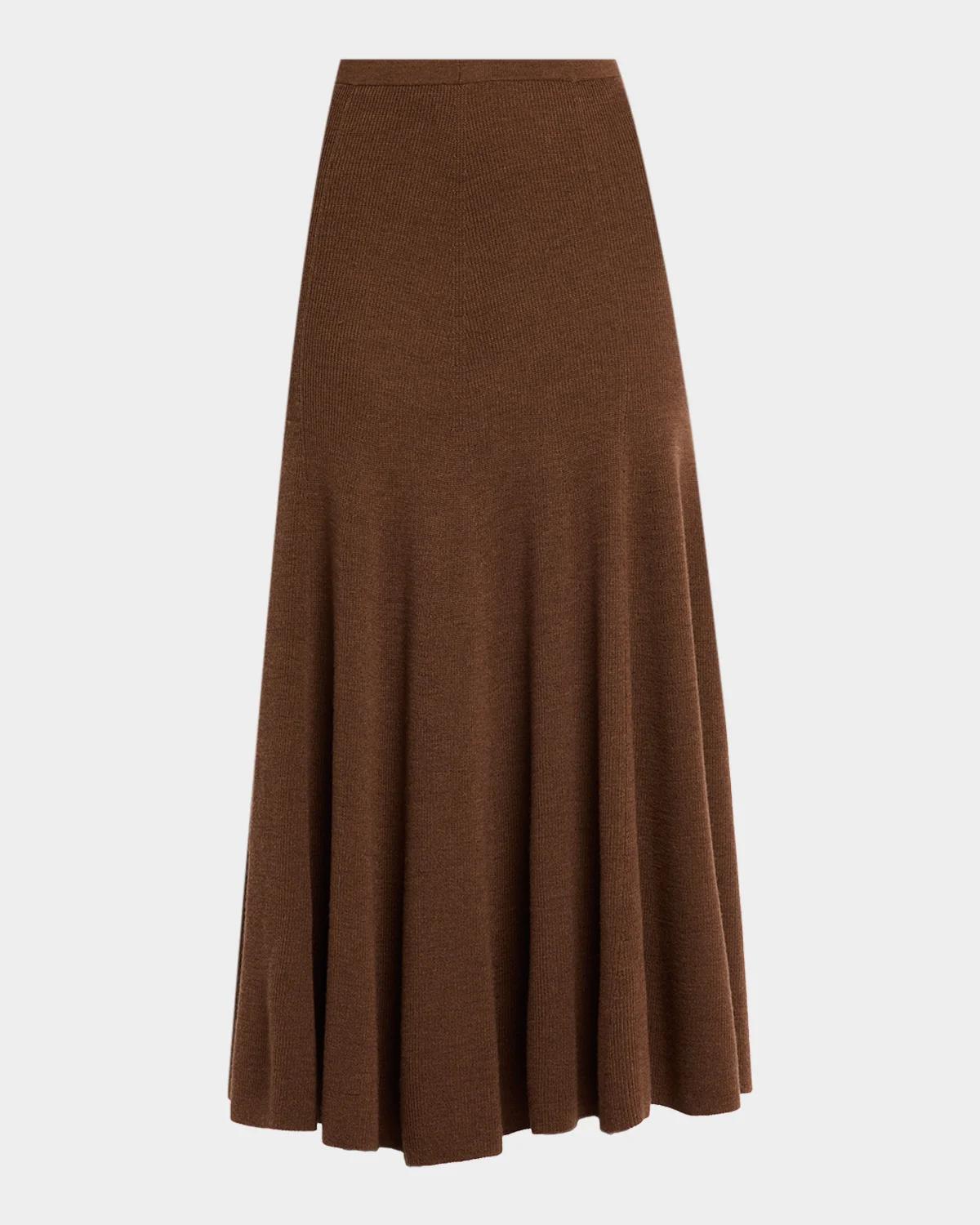 Azaria Pleated Merino Wool Midi Skirt