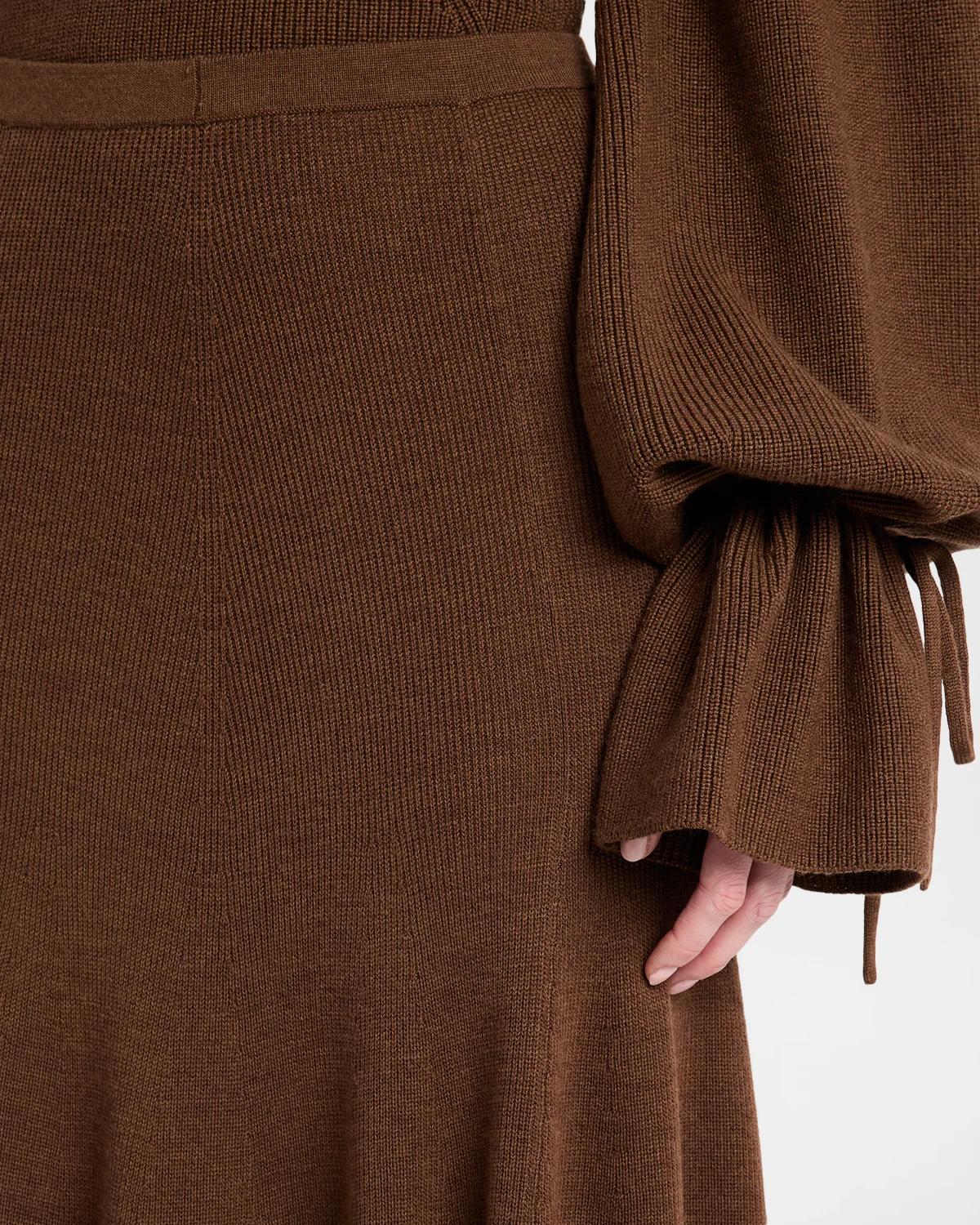 Azaria Pleated Merino Wool Midi Skirt - thumbnail 5