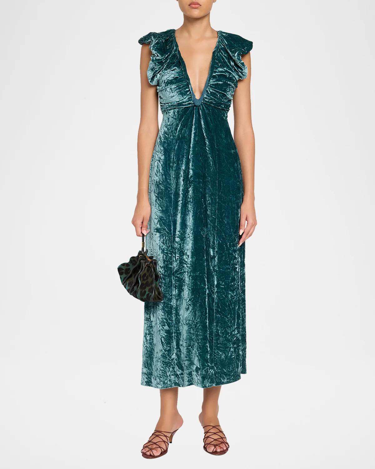 Astra Velvet V-Neck Dress - thumbnail 2
