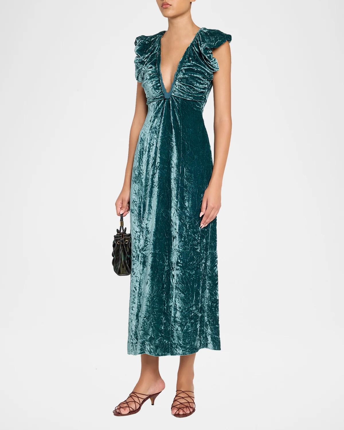 Astra Velvet V-Neck Dress - thumbnail 4