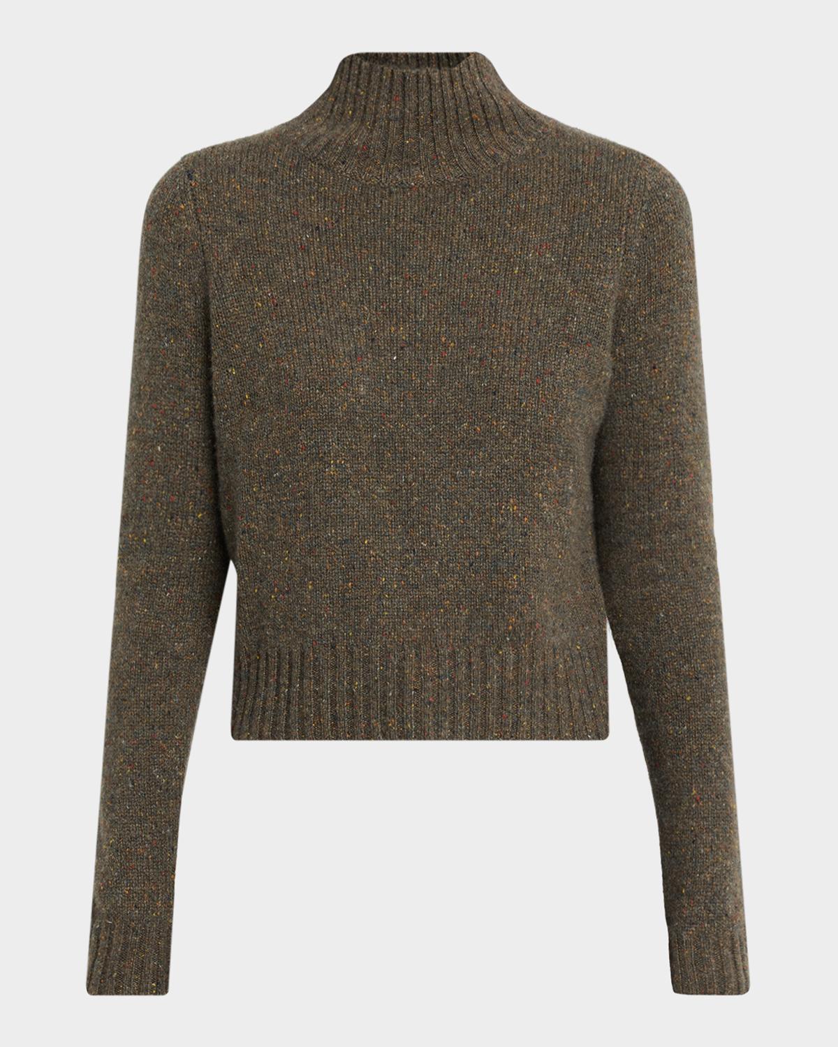 Cashmere Mock-Neck Donegal Sweater
