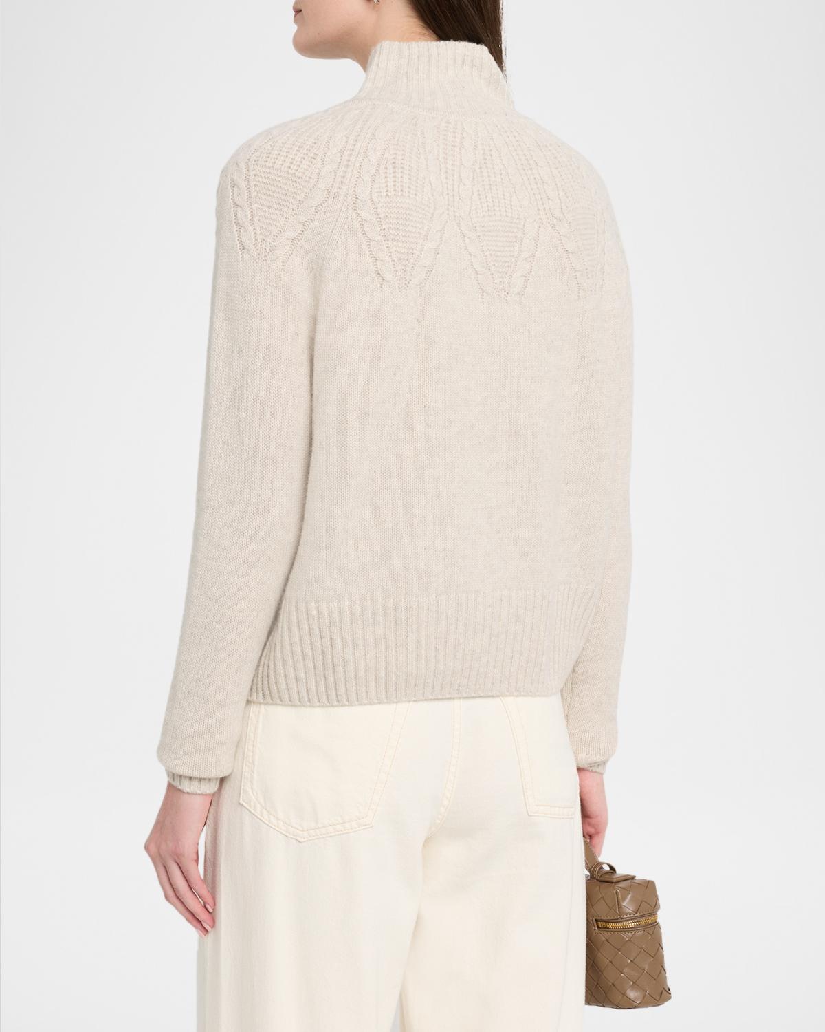 Cashmere Mock-Neck Cable Knit Sweater - thumbnail 3