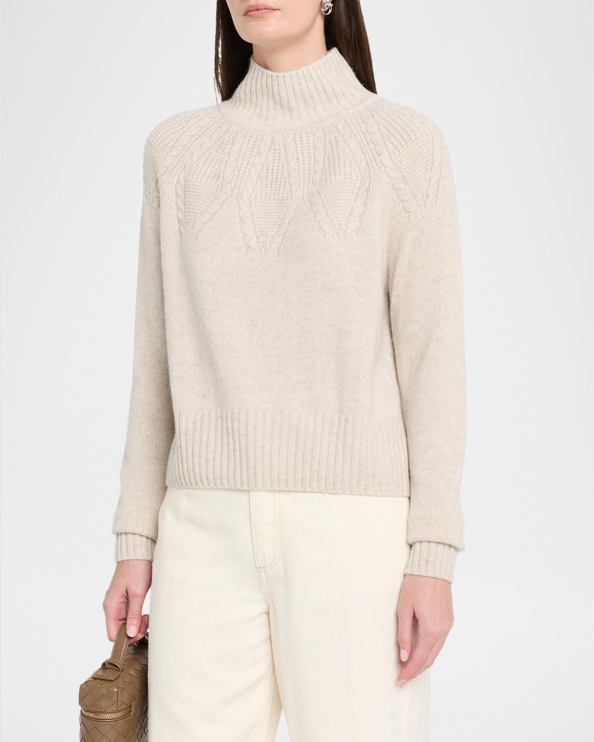 Cashmere Mock-Neck Cable Knit Sweater - thumbnail 4