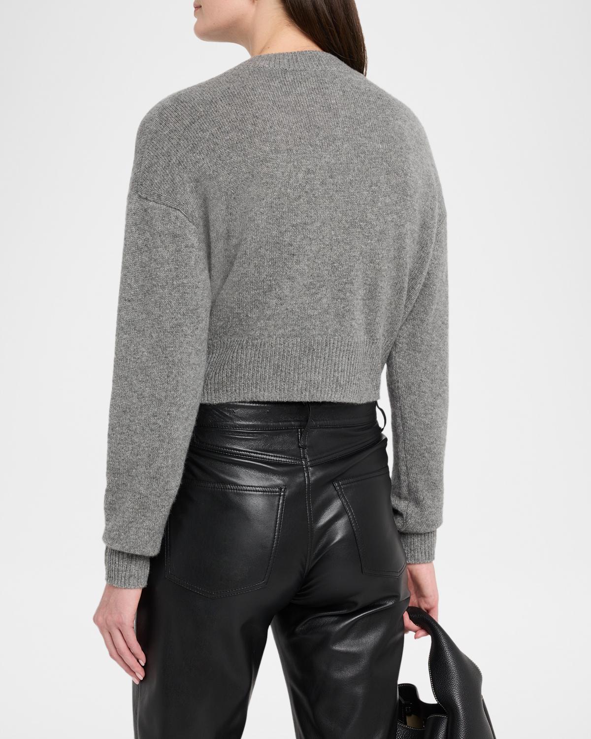 Cashmere Cropped Crewneck Cardigan - thumbnail 3