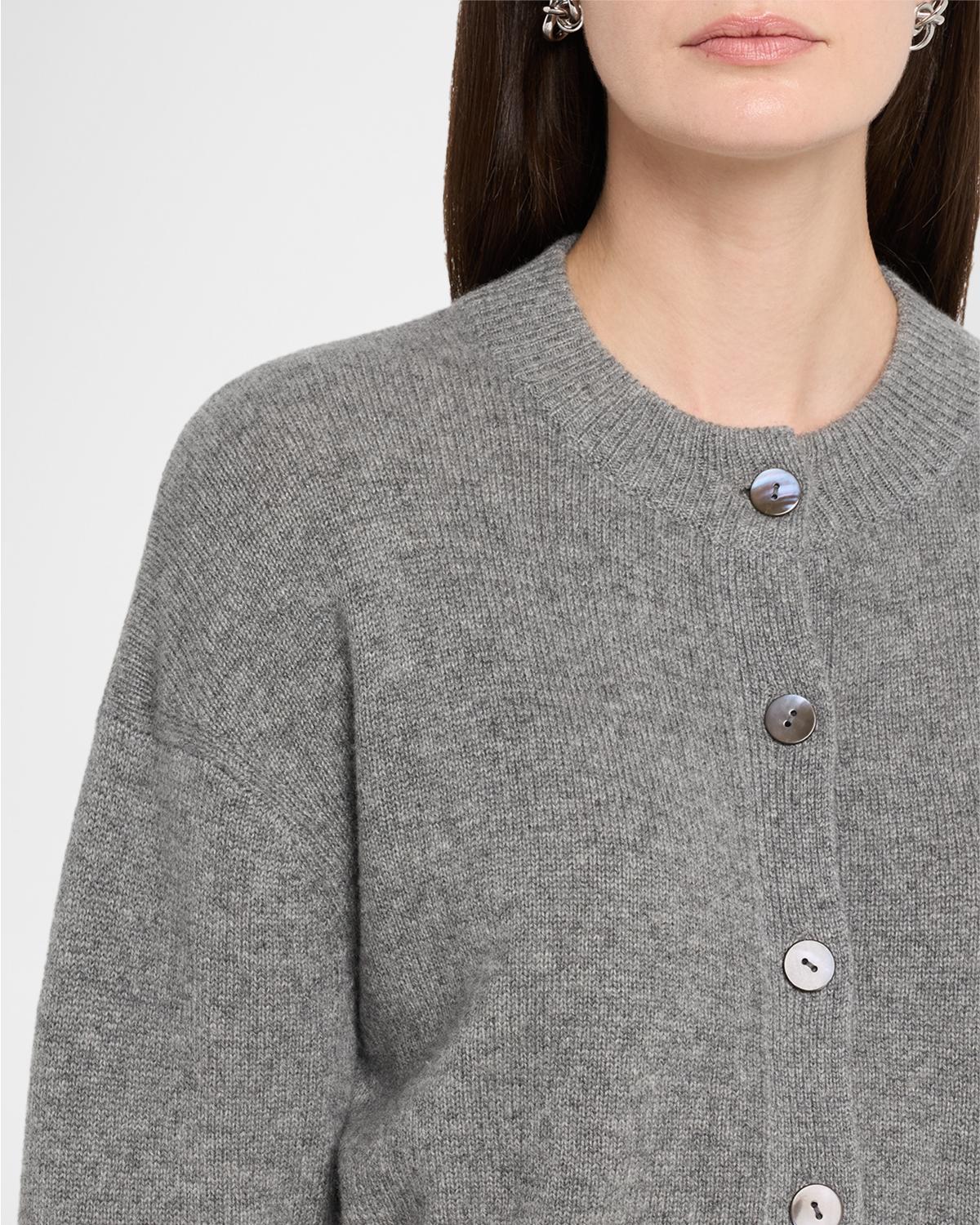 Cashmere Cropped Crewneck Cardigan - thumbnail 5