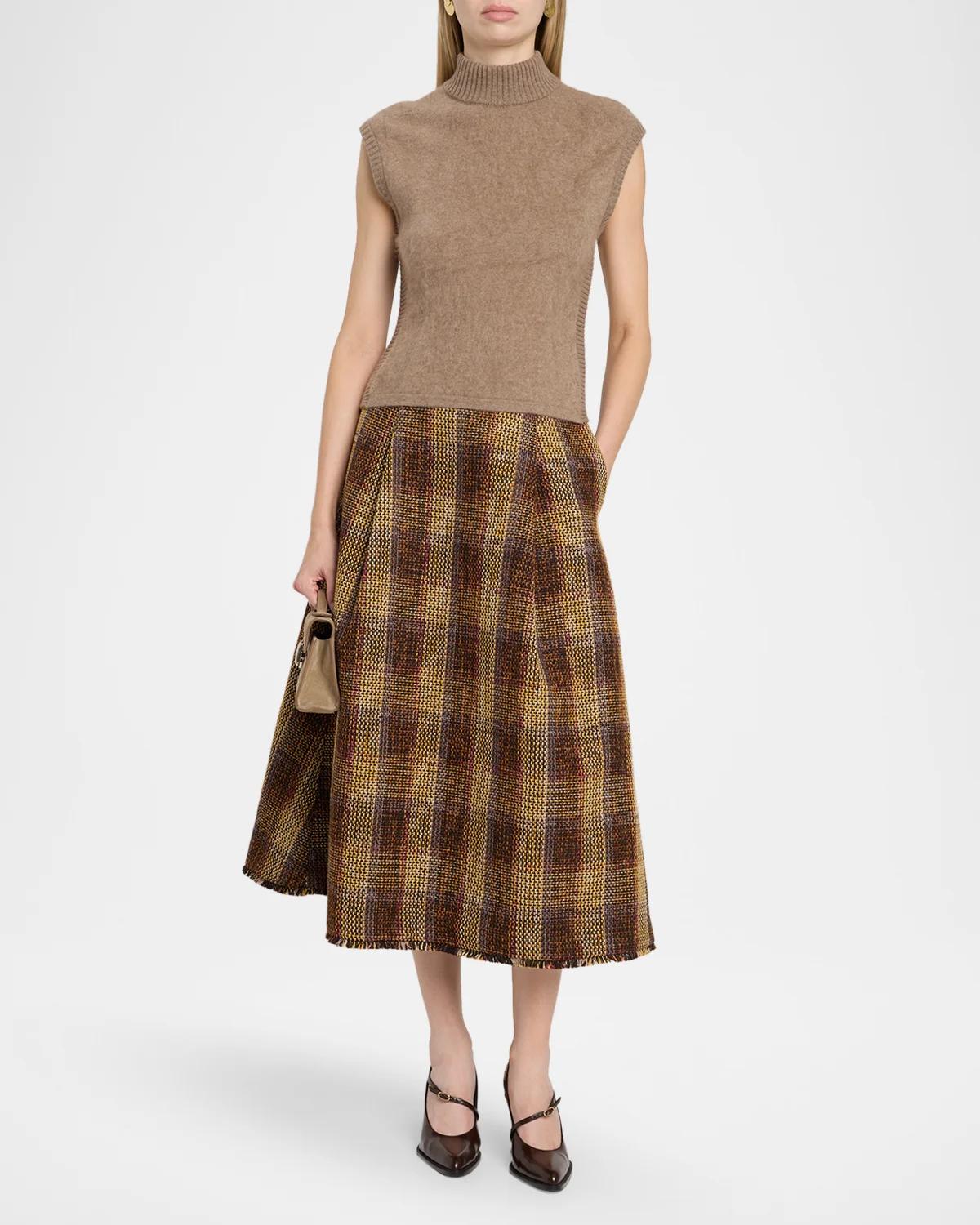 Stacy Plaid A-Line Midi Skirt - thumbnail 2