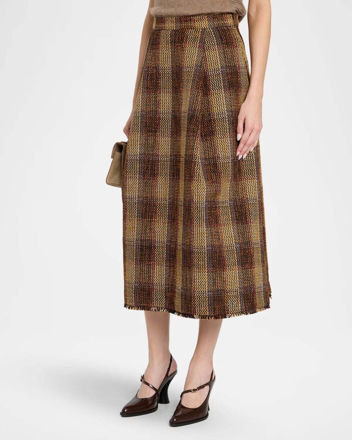 Stacy Plaid A-Line Midi Skirt - thumbnail 4