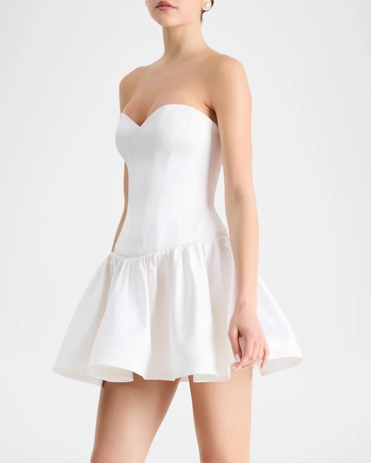 Emma Strapless Sweetheart Satin Mini Dress - thumbnail 4
