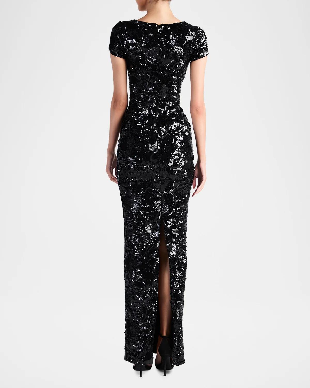 Danny Floral Sequin Column Gown - thumbnail 3
