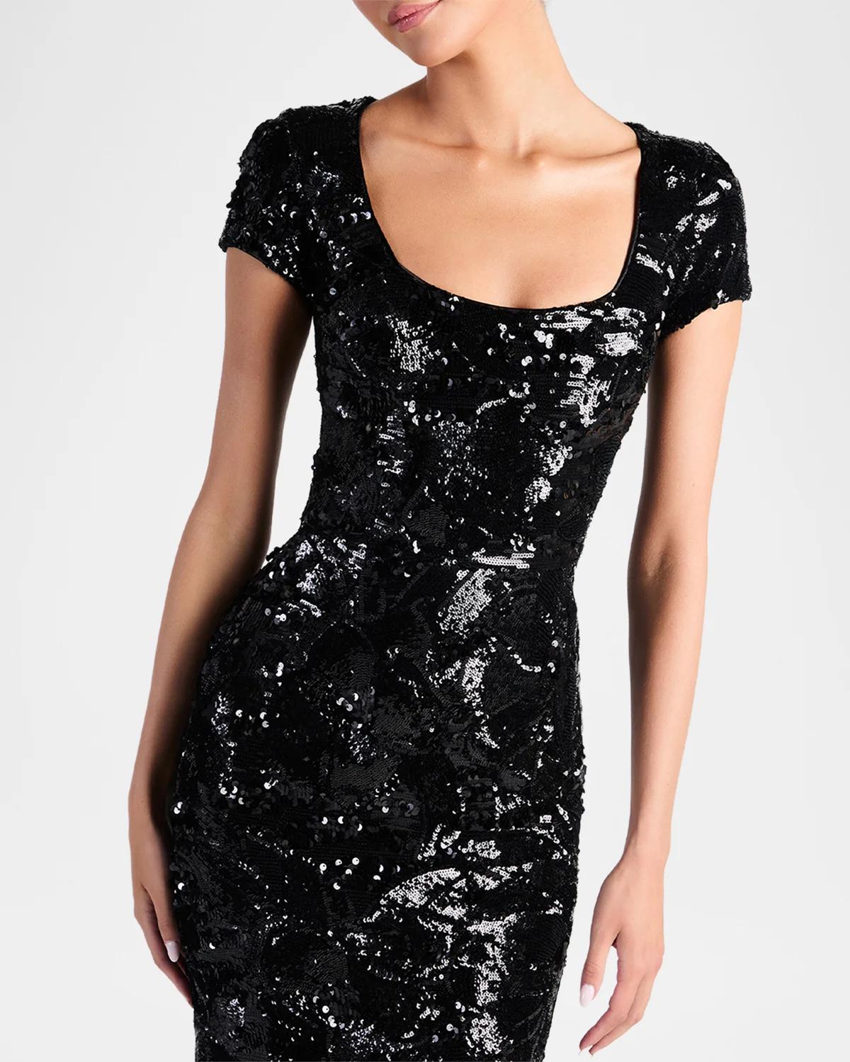 Danny Floral Sequin Column Gown - thumbnail 5