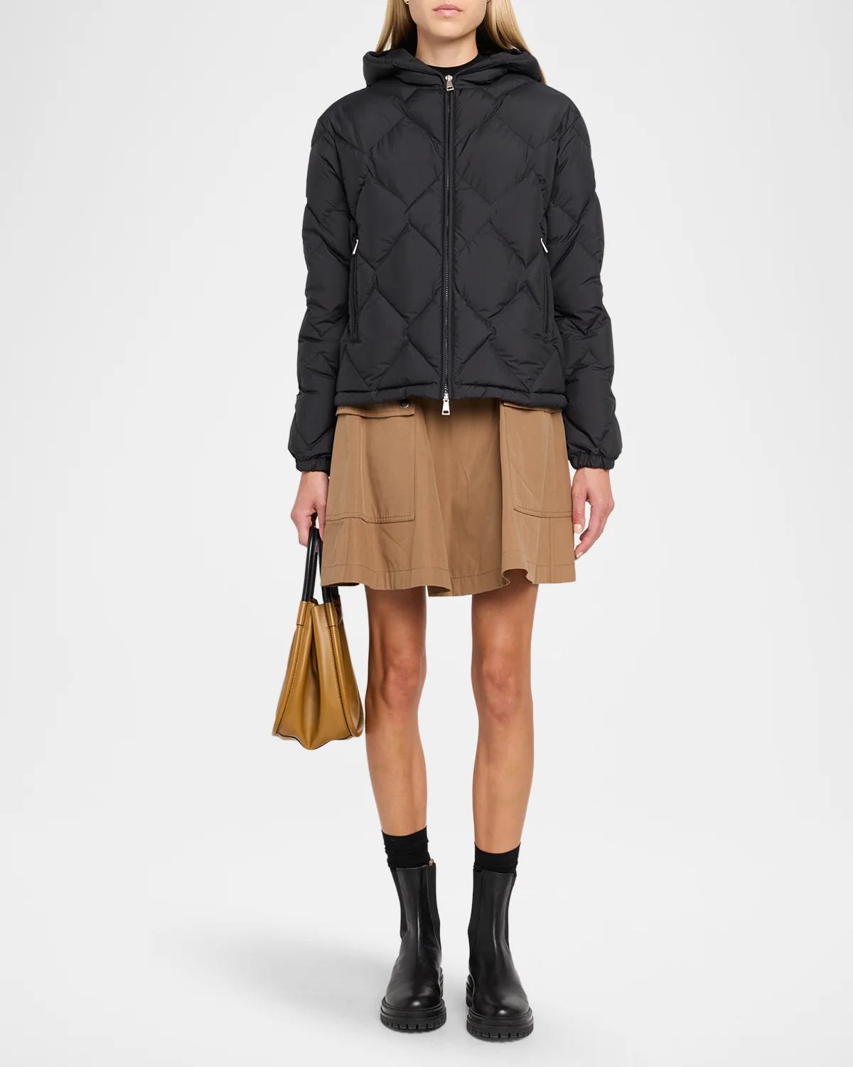 Arvouinne Hooded Triangle-Quilted Short Down Jacket - thumbnail 7