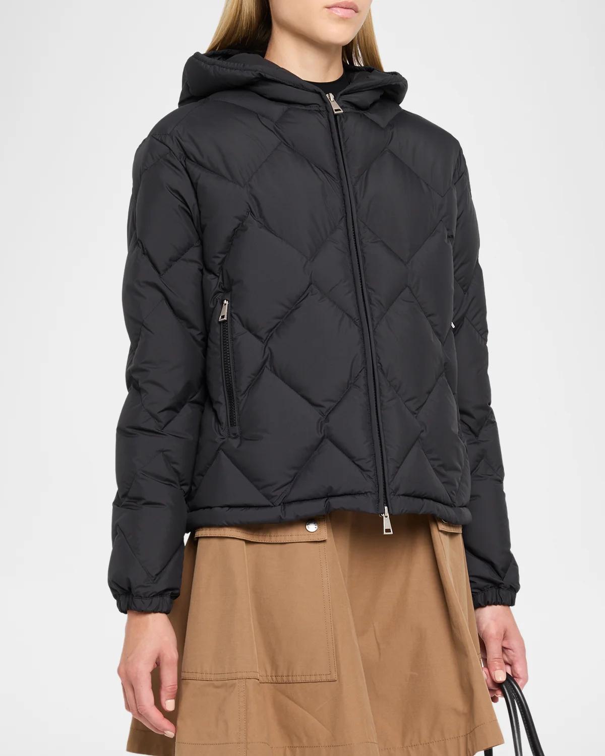 Arvouinne Hooded Triangle-Quilted Short Down Jacket - thumbnail 9