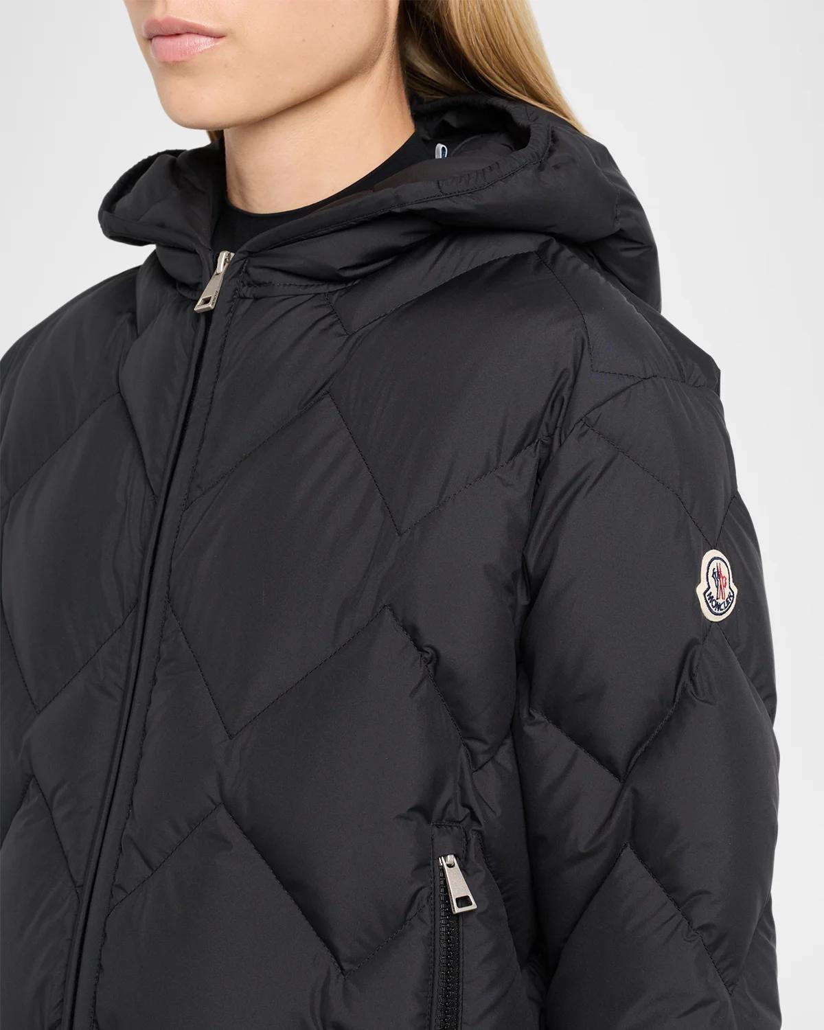 Arvouinne Hooded Triangle-Quilted Short Down Jacket - thumbnail 10