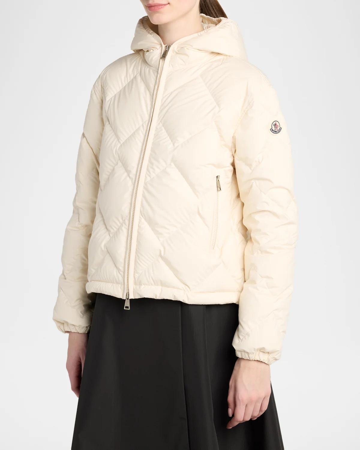 Arvouinne Hooded Triangle-Quilted Short Down Jacket - thumbnail 4