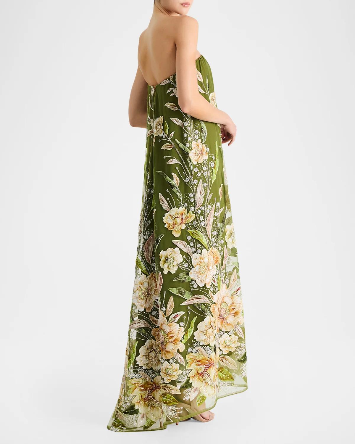 Margot Beaded Floral Applique Maxi Dress - thumbnail 3