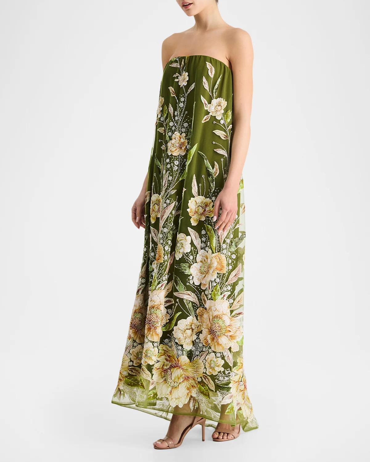 Margot Beaded Floral Applique Maxi Dress - thumbnail 4