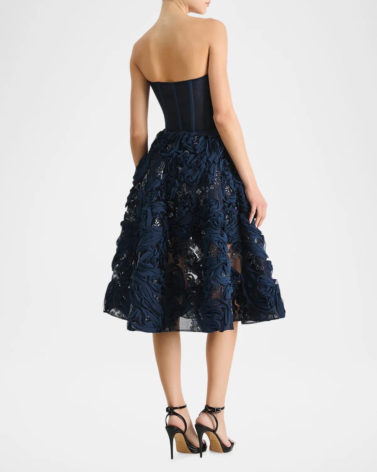 Florence Strapless Beaded Floral Mesh Gown - thumbnail 7