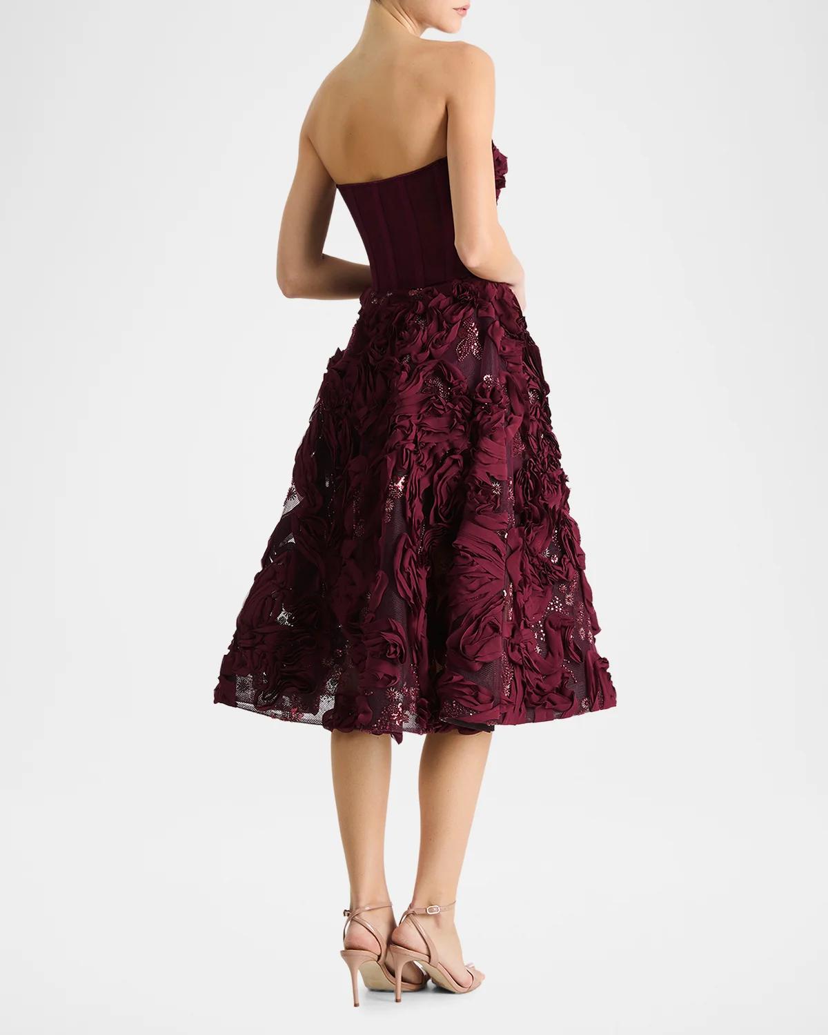 Florence Strapless Beaded Floral Mesh Gown - thumbnail 3