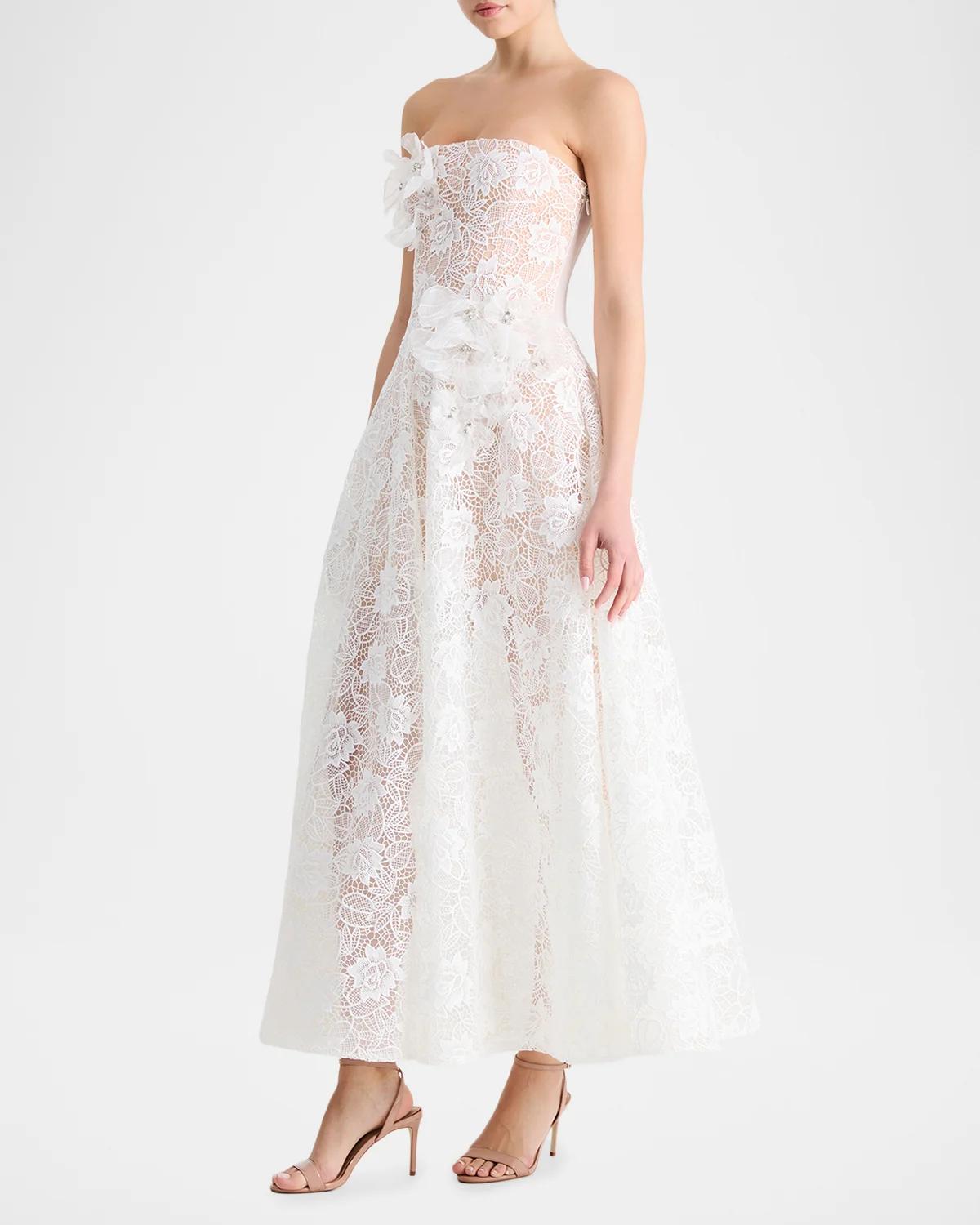 Sophie Strapless Floral Lace Gown - thumbnail 4